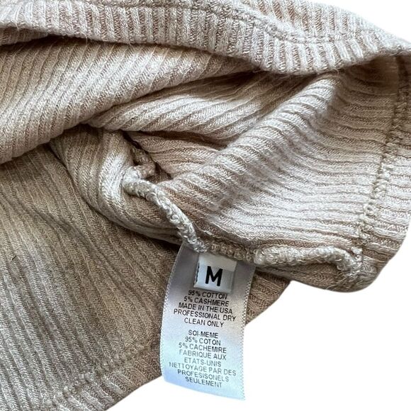 Sablyn Cream Ribbed Cotton Cashmere Crop Tank Top M - Picture 3 of 3